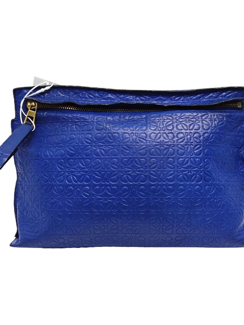 Loewe Cobalt Blue Embossed Leather Wristlet Clutch